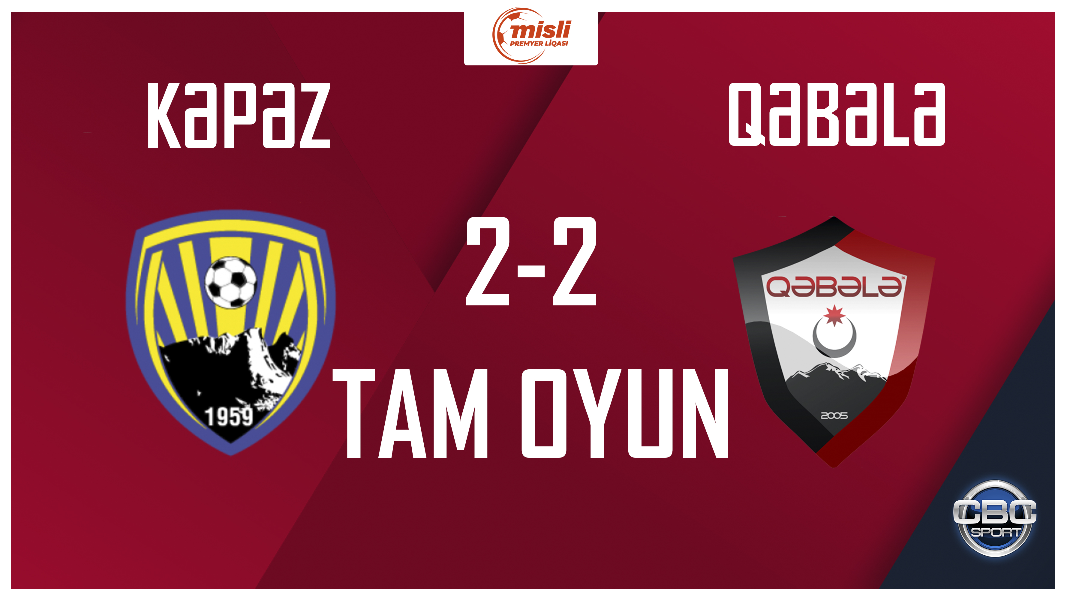 Kəpəz 2:2 Qəbələ | Misli Premyer Liqası, 19-cu tur | TAM OYUN