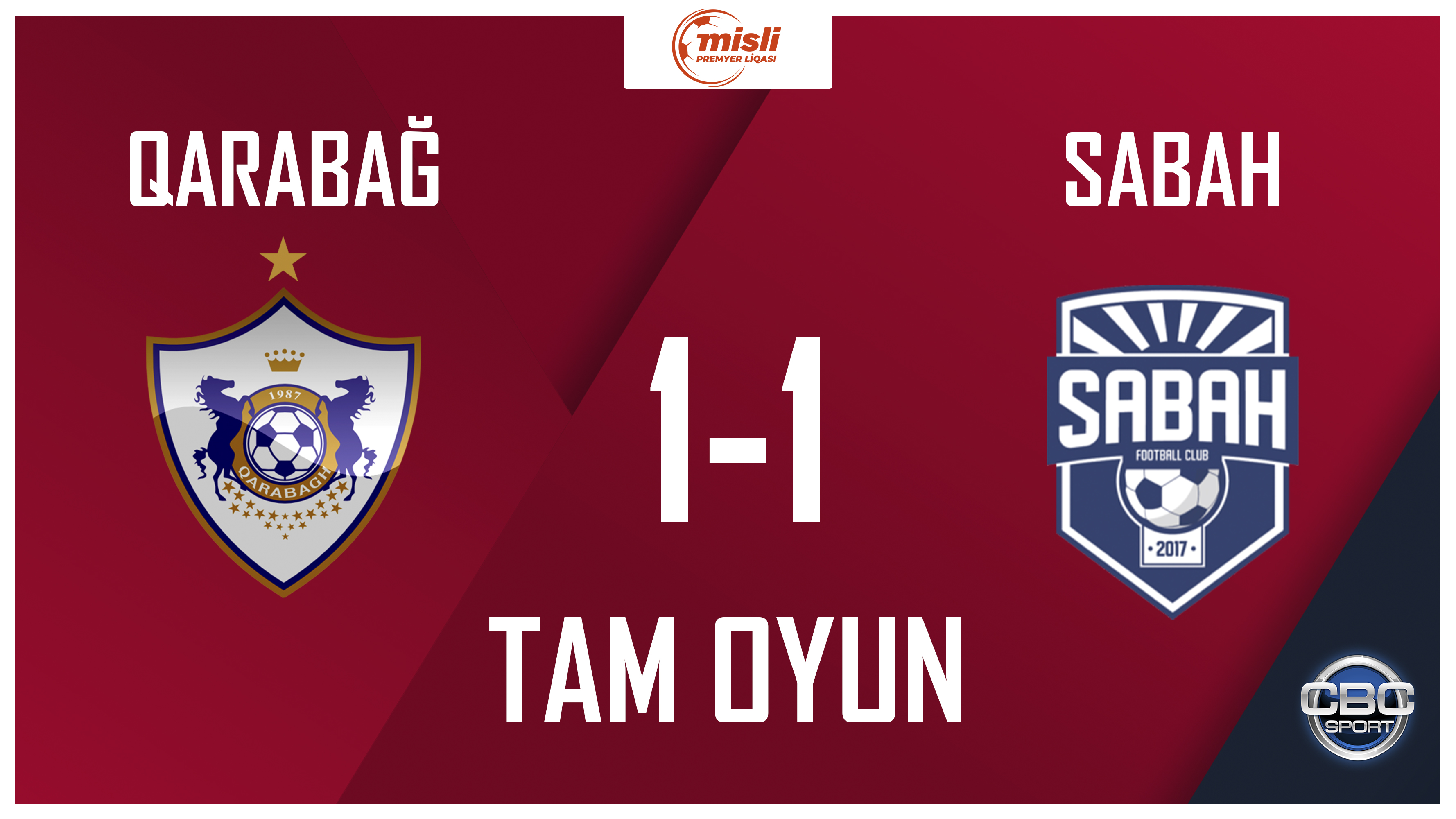 Qarabağ 1:1 Sabah | Misli Premyer Liqası, 22-ci tur | TAM OYUN