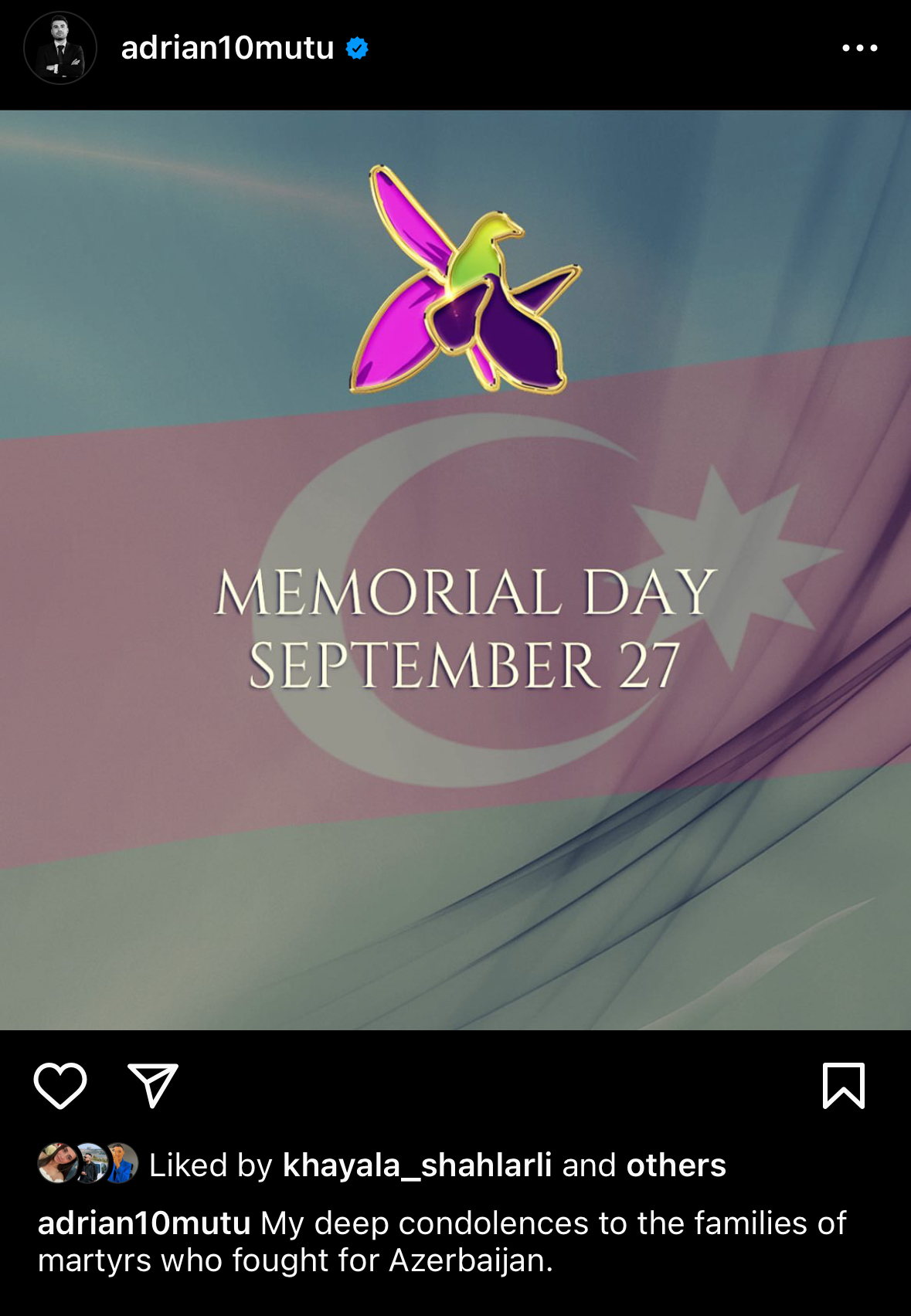 Adrian Mutu Anım Günü ilə əlaqədar başsağlığı verib - FOTO