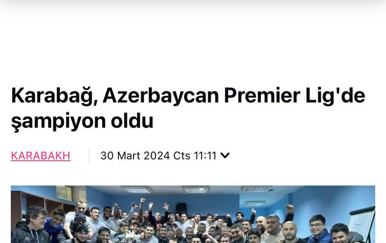 Türkiyə və Rusiya mediası “Qarabağ”ın 11-ci çempionluğunu belə qarşıladı