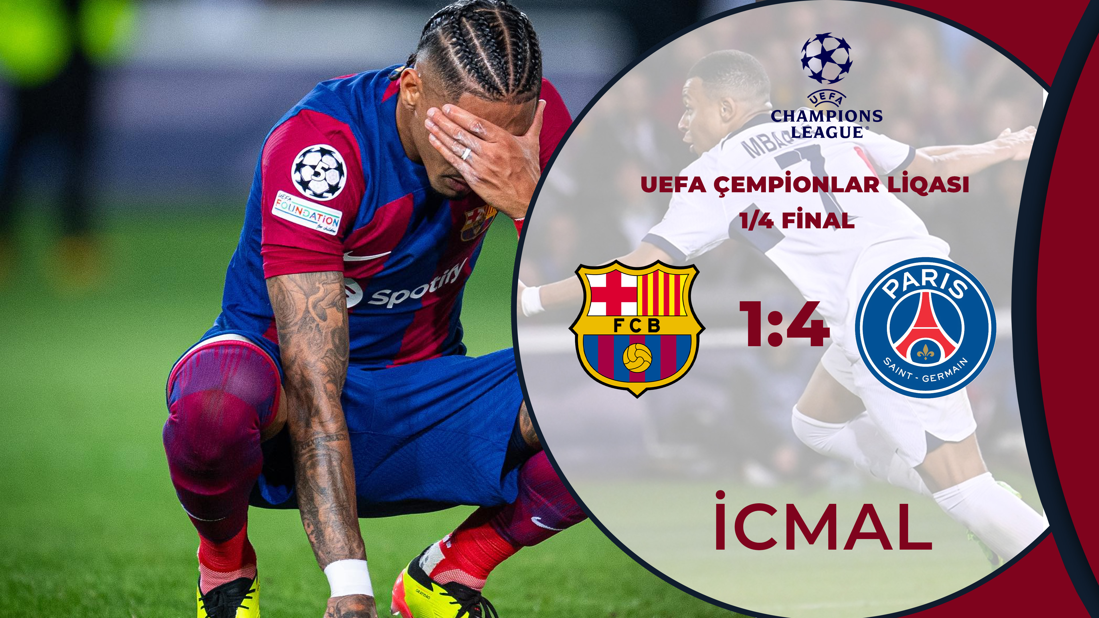 Barselona 1:4 PSJ | UEFA Çempionlar Liqası, 1/4 final | İCMAL