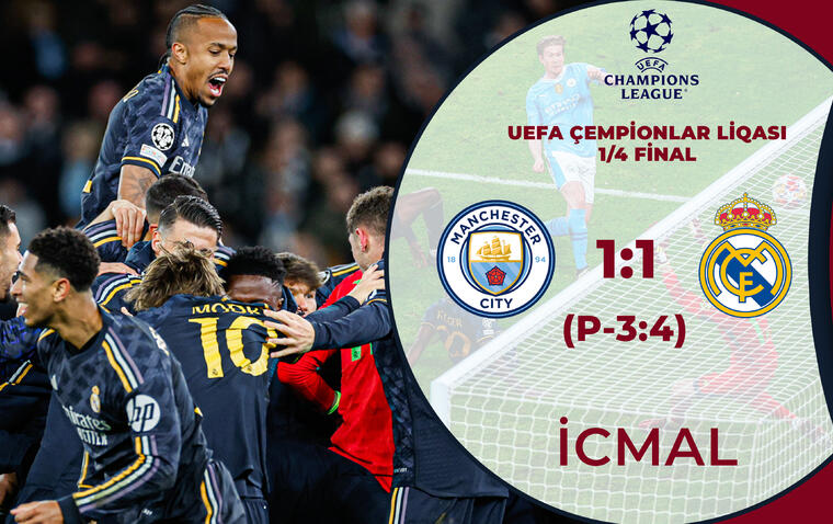 Mançester Siti 1:1 (P - 3:4) Real Madrid | UEFA Çempionlar Liqası, 1/4 final | İCMAL