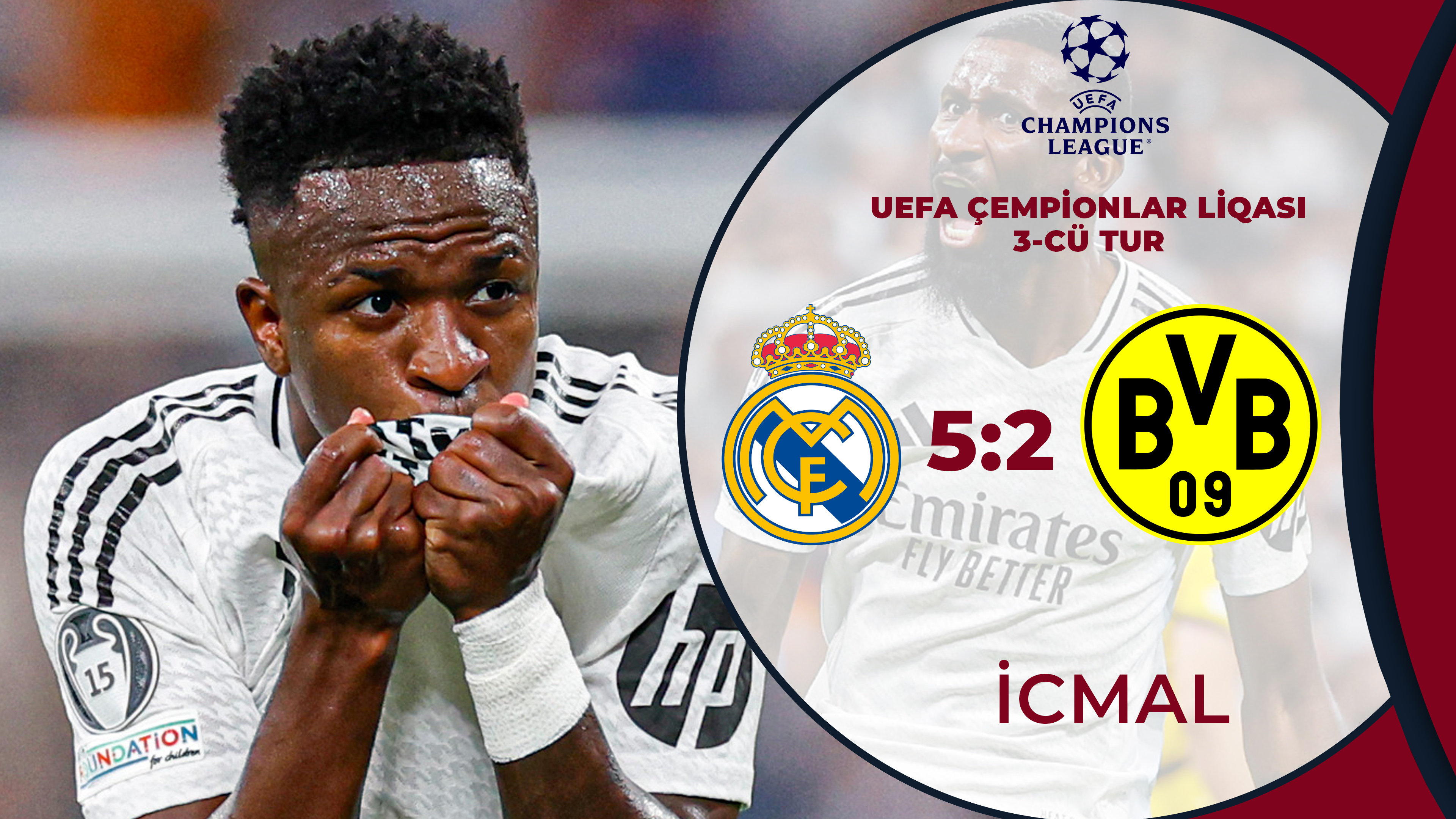 Real Madrid 5:2 Borussiya Dortmund | UEFA Çempionlar Liqası, 3-cü tur | İCMAL